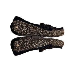 UGG Ansley Fancy Moccasin Slippers Black Tweed Metallic Gold Limited Edition 7